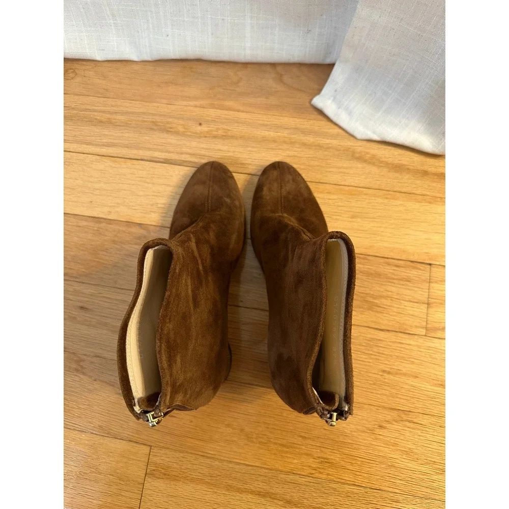 AGL Brown Suede Tortoiseshell Block Heel Ankle Boots Made in Italy Size 37.5